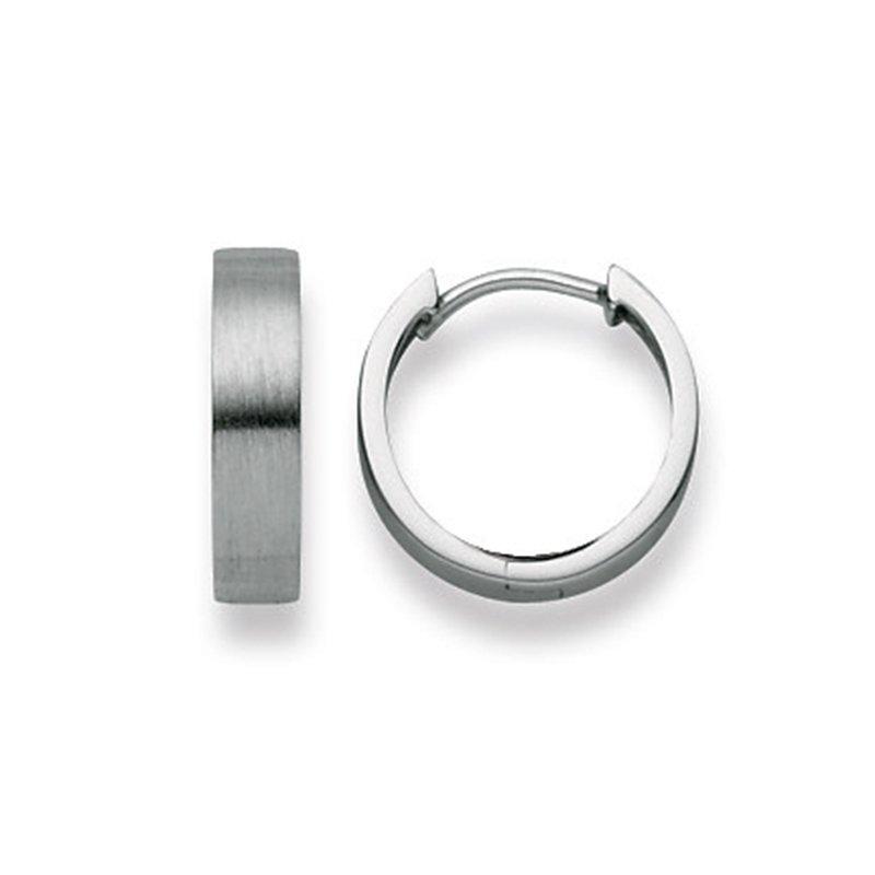 MUAU Schmuck  Charnière créoles or blanc 750, 14mm 