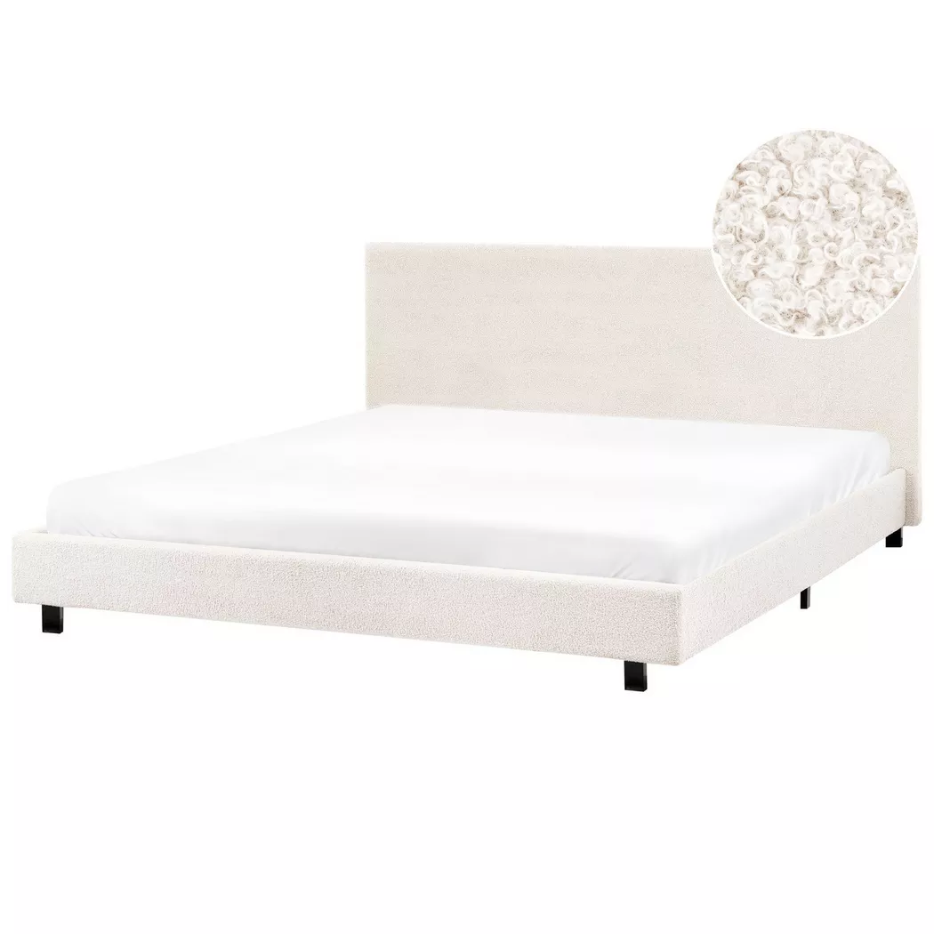 Beliani - Wasserbett aus Bouclé  ALBI, Schneeweiss