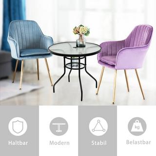 Northix Table de bistro en métal avec trou pour parasol et plateau en verre épaissi table de jardin table en verre noir  