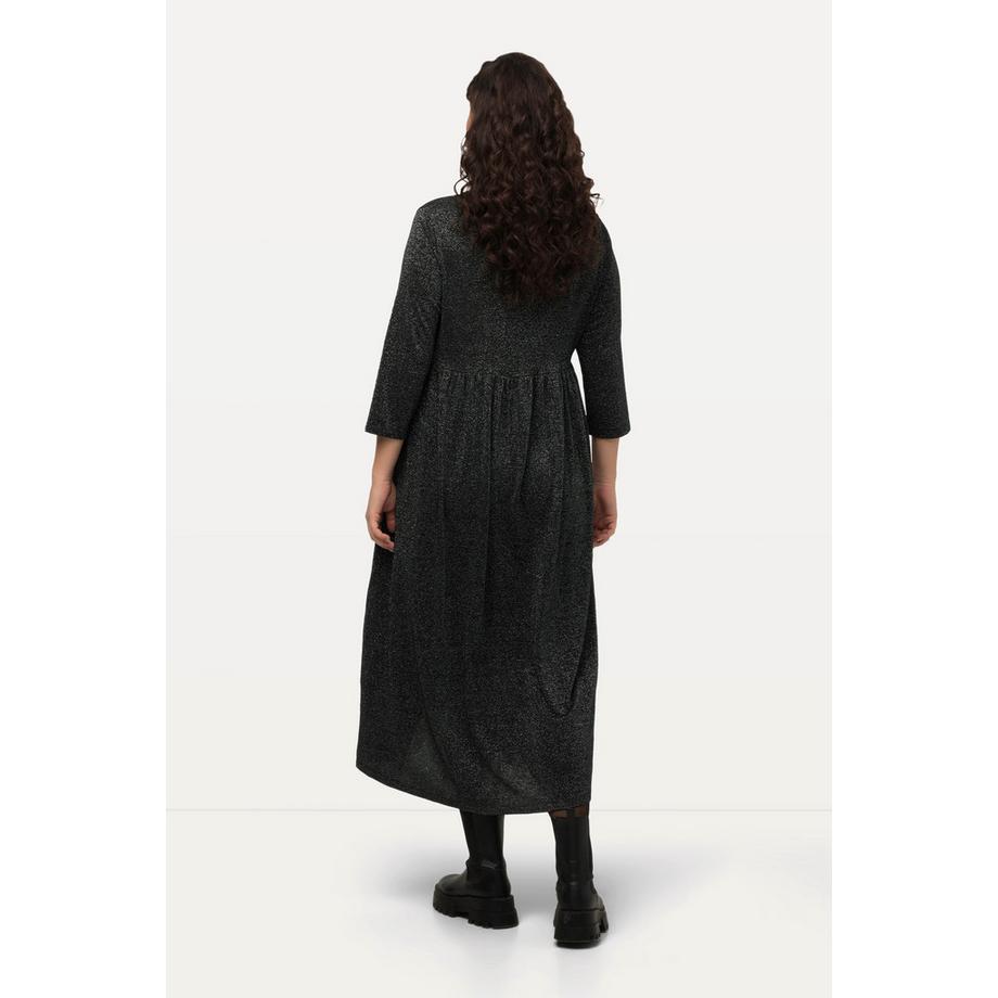 Ulla Popken Abito Midi Jersey Effetto Metallico Girocollo Mezze Maniche  