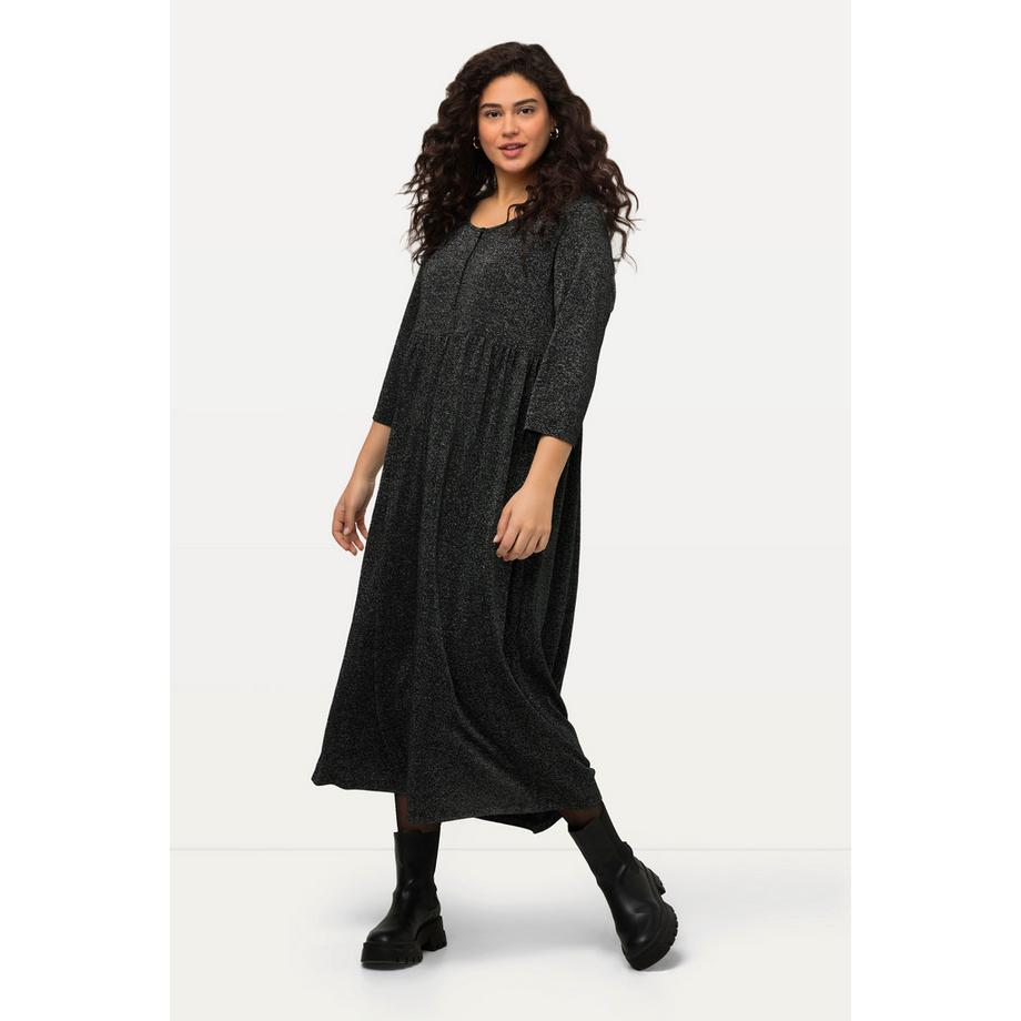 Ulla Popken Abito Midi Jersey Effetto Metallico Girocollo Mezze Maniche  