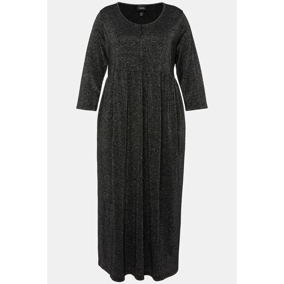 Ulla Popken Abito Midi Jersey Effetto Metallico Girocollo Mezze Maniche  