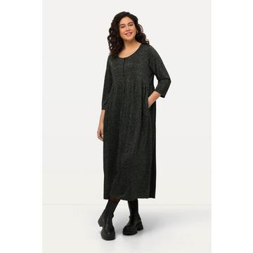 Robe midi en jersey à col rond et manches courtes, effet métallisé