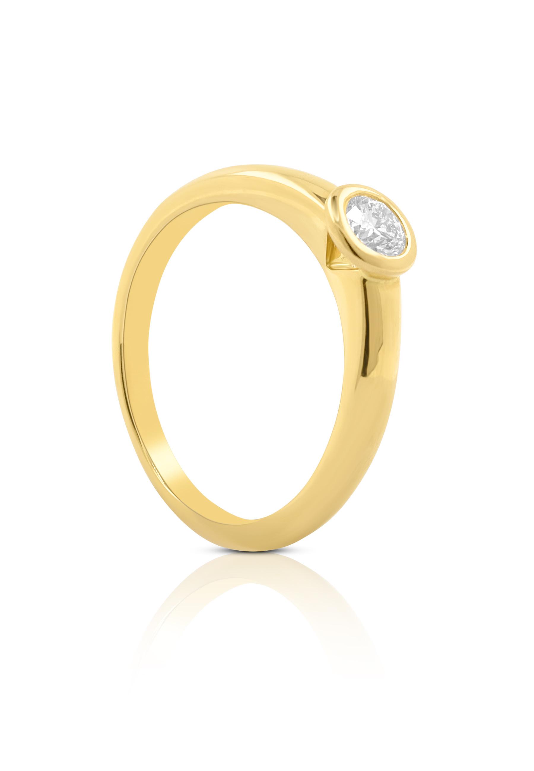 Image of Solitaire Ring Diamant 0.30ct. Gelbgold 750 Damen Gelbgold 56