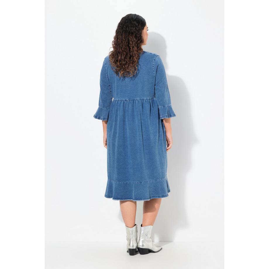 Ulla Popken Abito midi svasato con cerniera e maniche a 3/4  