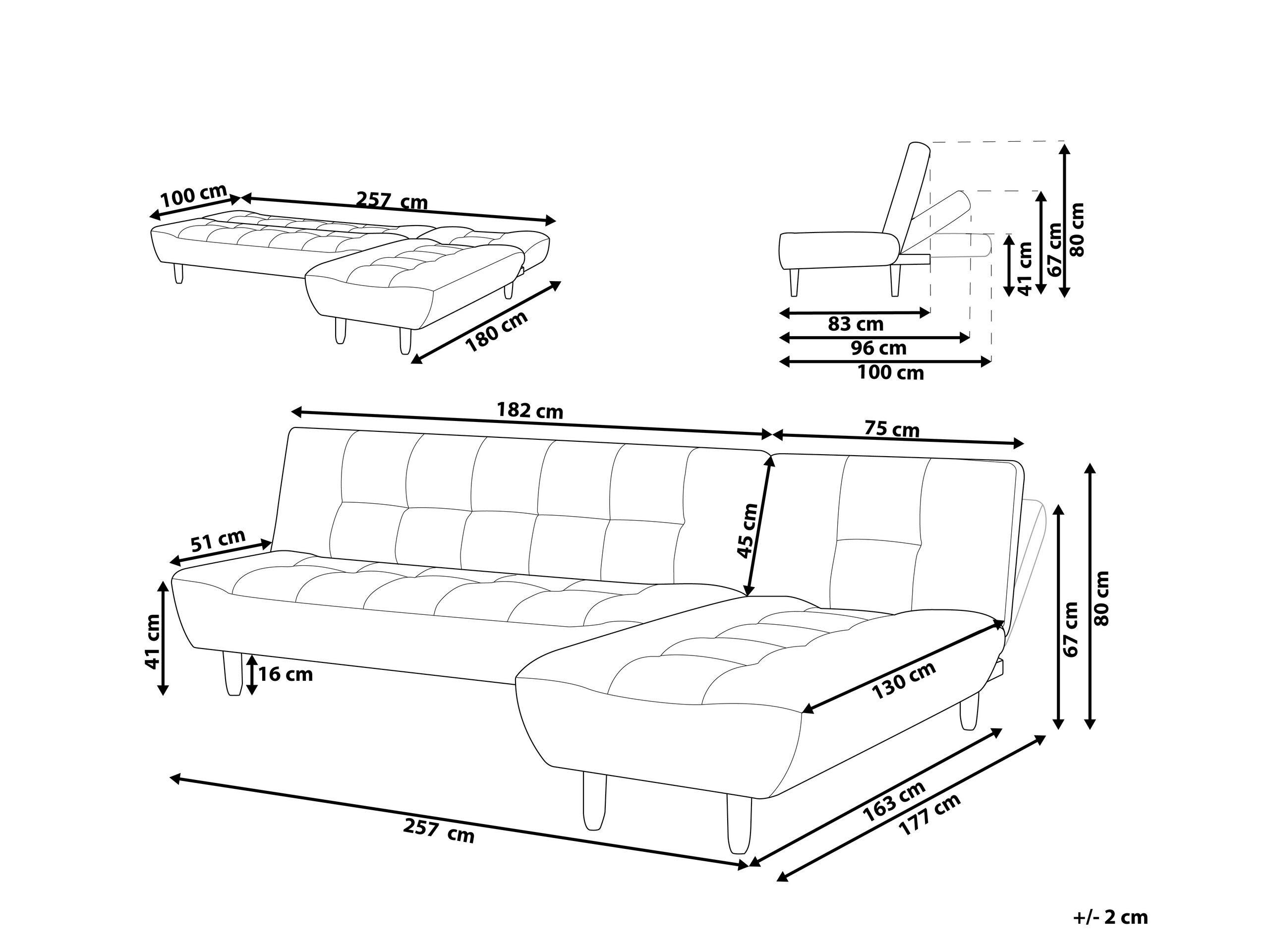 Beliani Linksseitiges Ecksofa aus Polyester Retro ALSTEN  