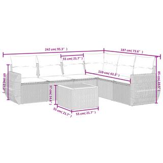 VidaXL Ensemble de canapés de jardin rotin synthétique  