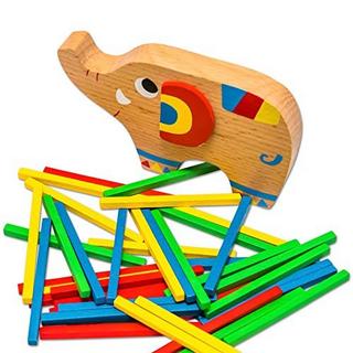 Activity-board  Jouet à empiler éléphant en bois pour apprendre la dextérité avec des bâtons colorés 