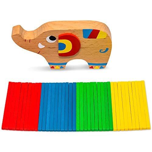 Activity-board  Jouet à empiler éléphant en bois pour apprendre la dextérité avec des bâtons colorés 