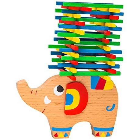 Activity-board  Jouet à empiler éléphant en bois pour apprendre la dextérité avec des bâtons colorés 