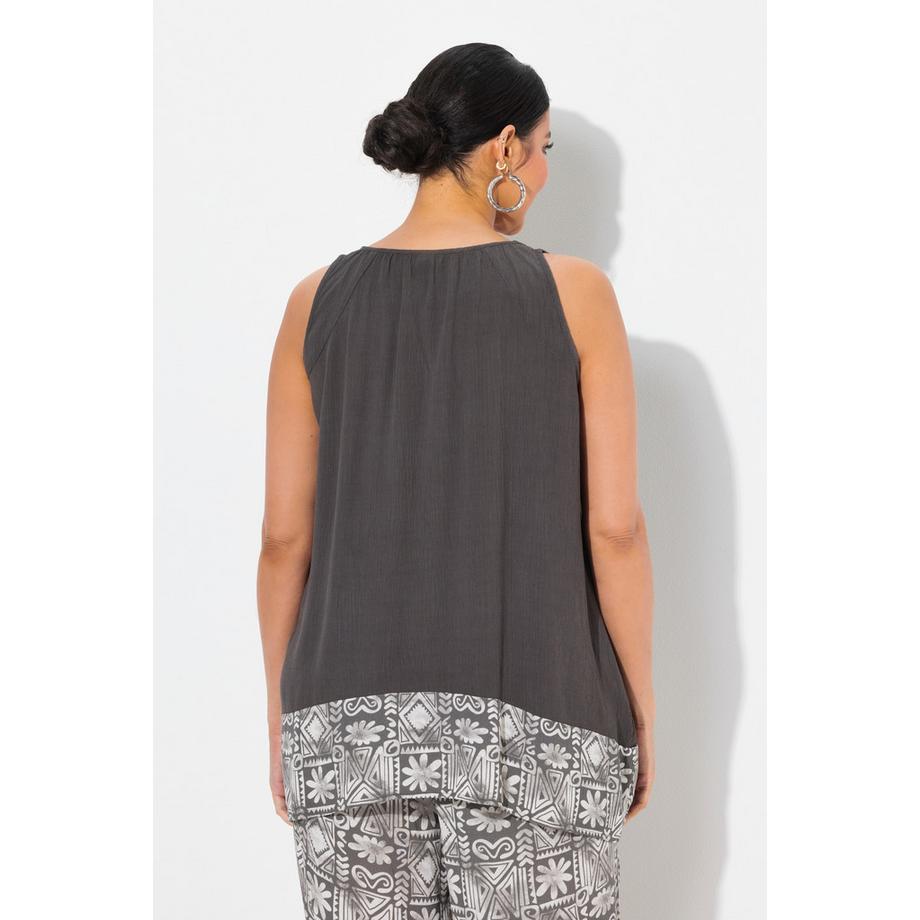 Ulla Popken Blusentop A-Linie Rundhals ärmellos  