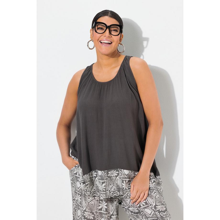 Ulla Popken Blusentop A-Linie Rundhals ärmellos  