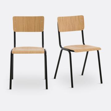 Lot de 2 chaises d'écolier empilables