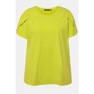 Ulla Popken  T-shirt dal taglio svasato con tintura a freddo, scollo rotondo e mezze maniche 