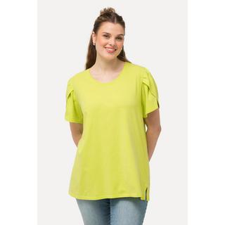 Ulla Popken  T-shirt dal taglio svasato con tintura a freddo, scollo rotondo e mezze maniche 