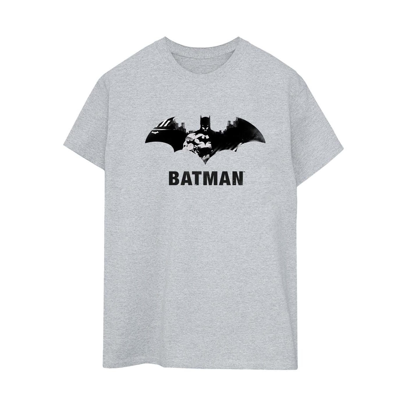 Image of Batman Black Stare Logo Tshirt Damen Grau XXL