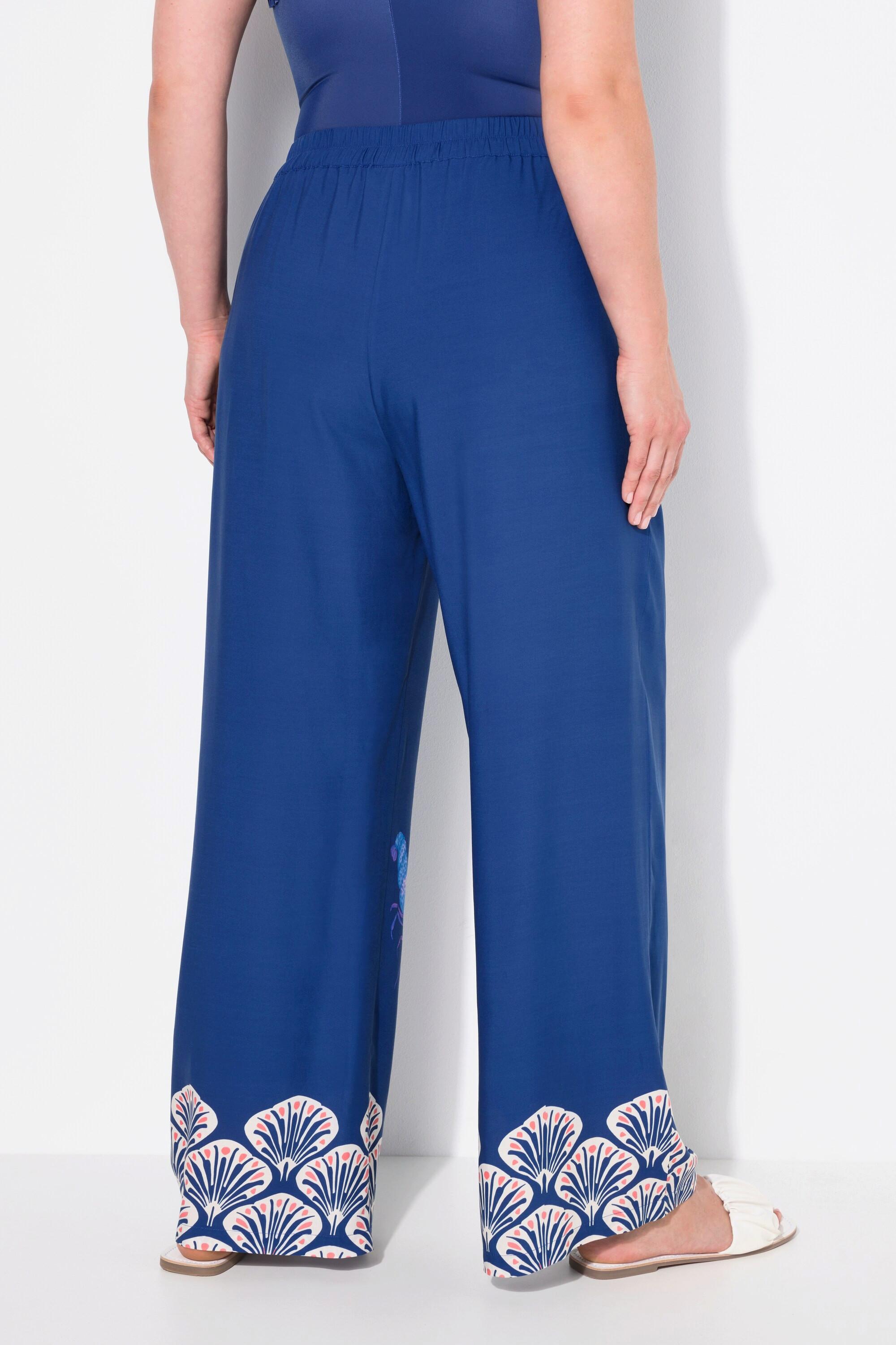 Ulla Popken  Pantalon palazzo, bordure coquillages, jambe large et taille élastique 