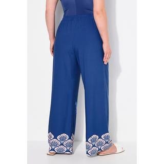 Ulla Popken  Pantalon palazzo, bordure coquillages, jambe large et taille élastique 