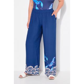 Ulla Popken  Pantalon palazzo, bordure coquillages, jambe large et taille élastique 