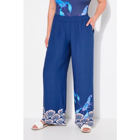 Ulla Popken  Pantalon palazzo, bordure coquillages, jambe large et taille élastique 