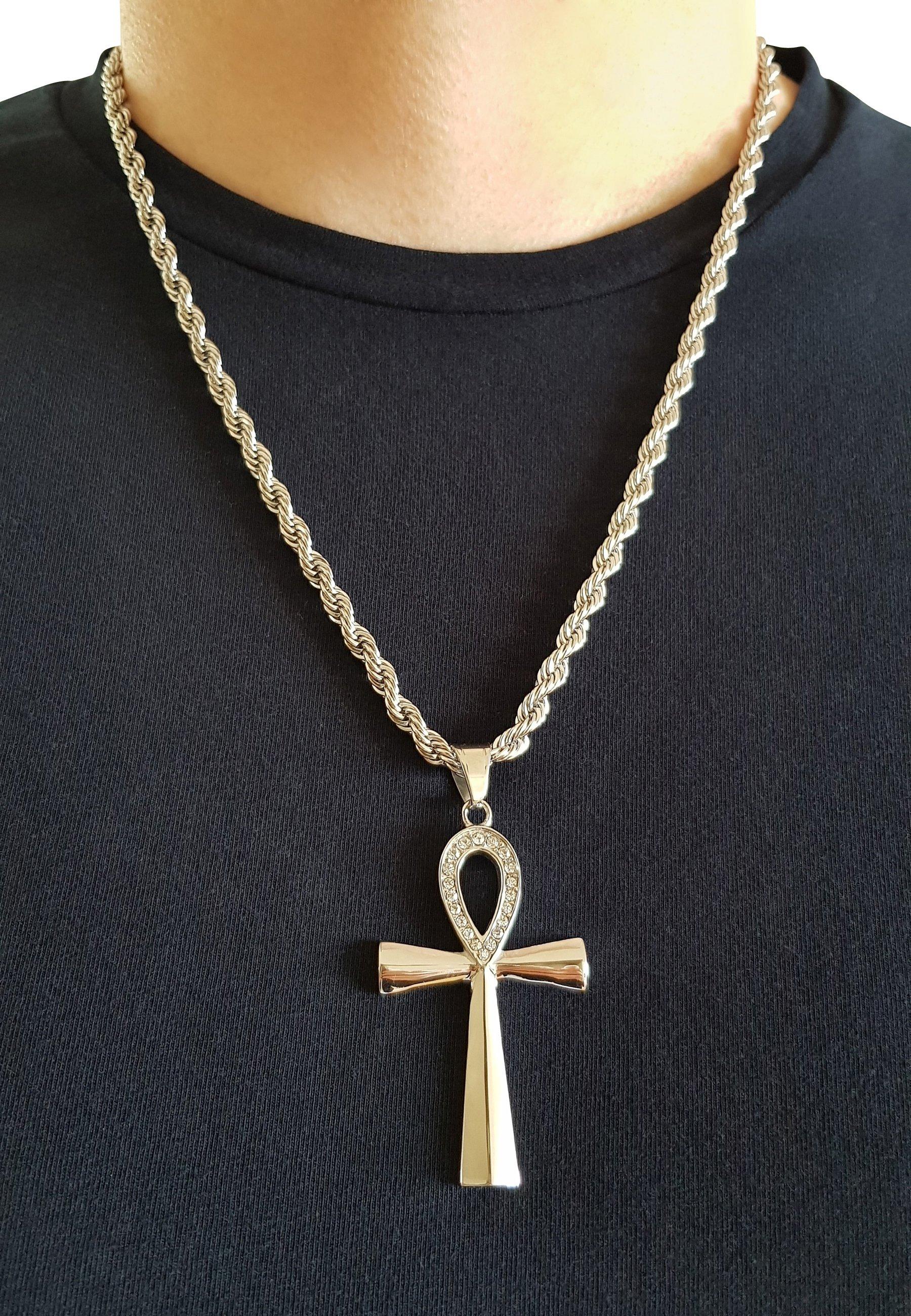 HEBE JEWELS  Collana con croce egiziana Ankh, STILE HIP-HOP 