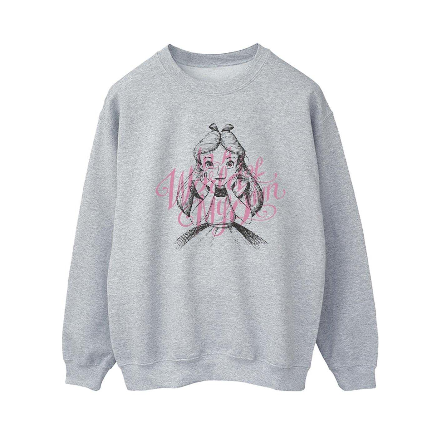 Image of Alice In Wonderland In A World Of My Own Sweatshirt Damen Grau XL