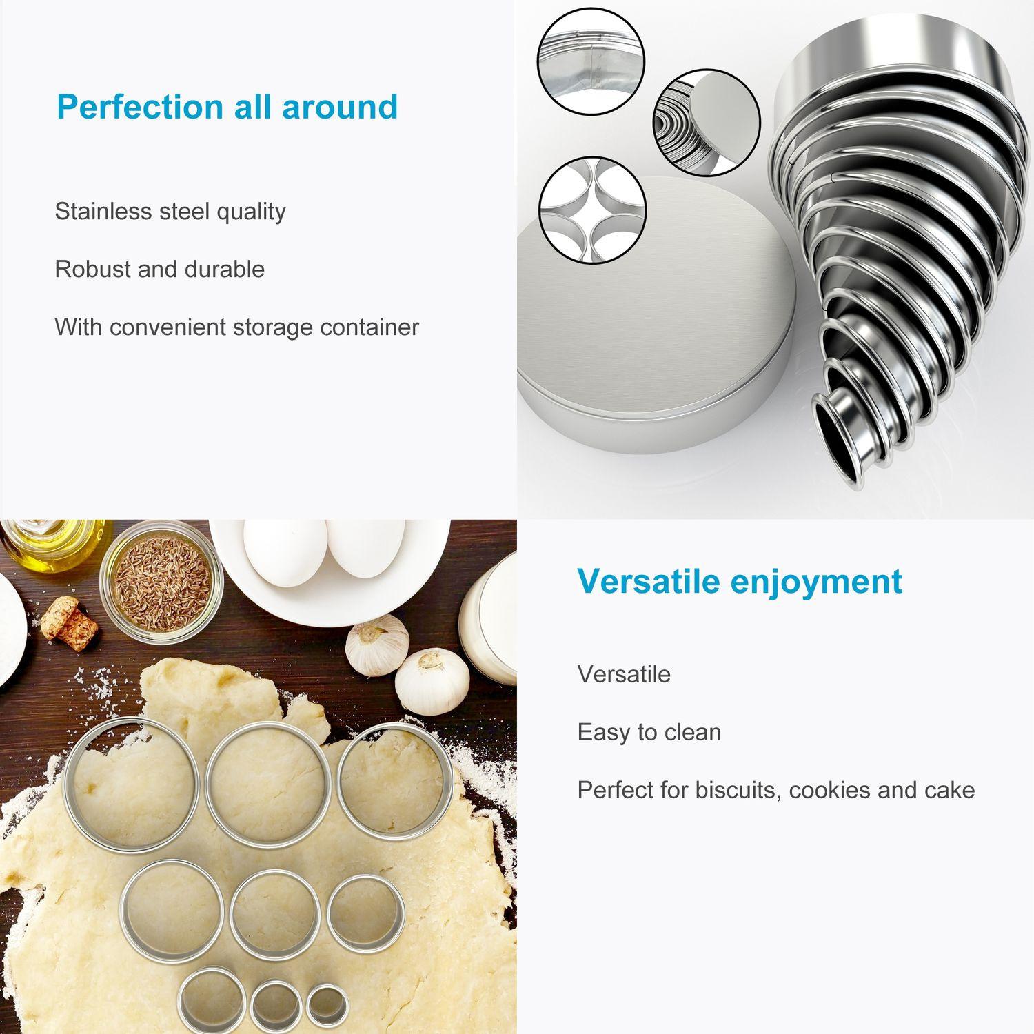 Intirilife Ensemble de 12 emporte-pièces en Argent avec boîte de rangement  