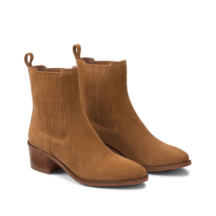 La Redoute Collections  Boots en croûte de cuir vachette talon large 