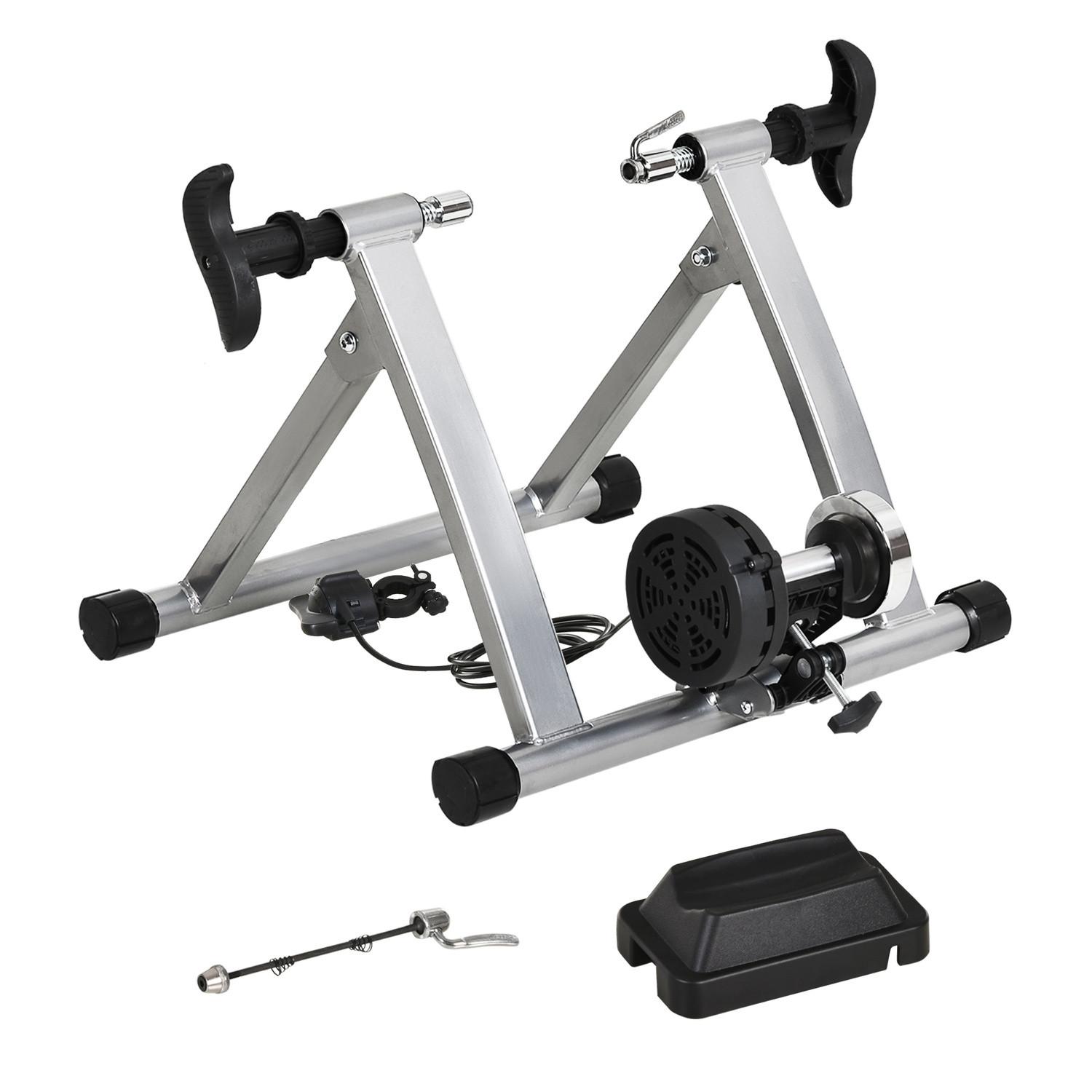 Image of Rollentrainer Rennrad Fahrradtrainer Indoor Magnetbremse Klappbar Verstellbar 26"-28" Oder 700c Stahl Silber Unisex ONE SIZE