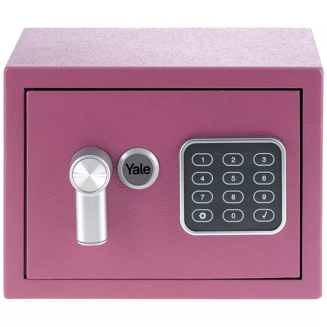 YALE YSV/170/DB2/P Home Safe Mini Pink, Keypad/Key Access, Anti-Shock