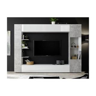 Vente-unique Mur TV SIRIUS avec rangements  laqué béton  