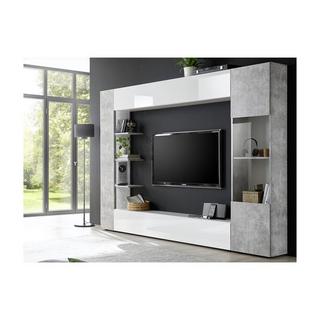 Vente-unique Mur TV SIRIUS avec rangements  laqué béton  