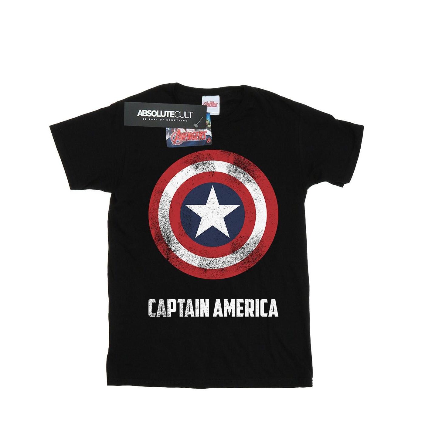 Image of Captain America Shield Text Tshirt Damen Schwarz L