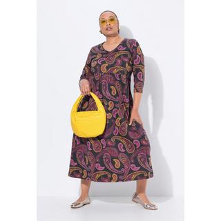 Ulla Popken Jersey Maxikleid A-Linie V-Ausschnitt 3/4 Arm  