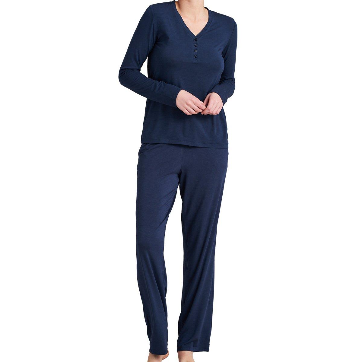 Image of Modal - Schlafanzug Langarm Unisex Dunkelblau S