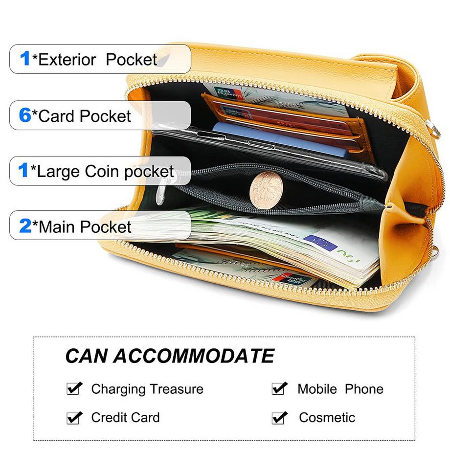 Only-bags.store Sac Bandoulière Téléphone Portable avec Portefeuille Cuir PU  