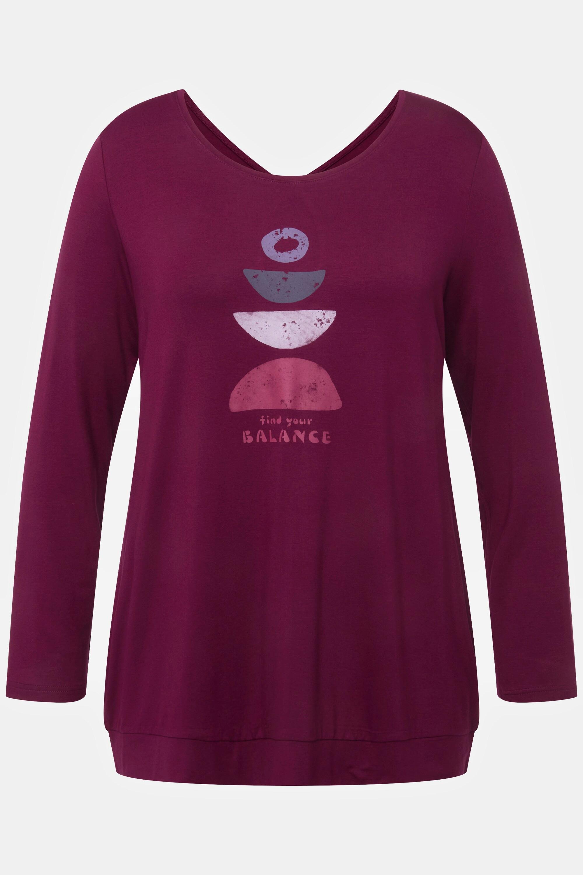 Ulla Popken  Shirt, Balance-Motiv, Classic, Rundhals, Langarm 