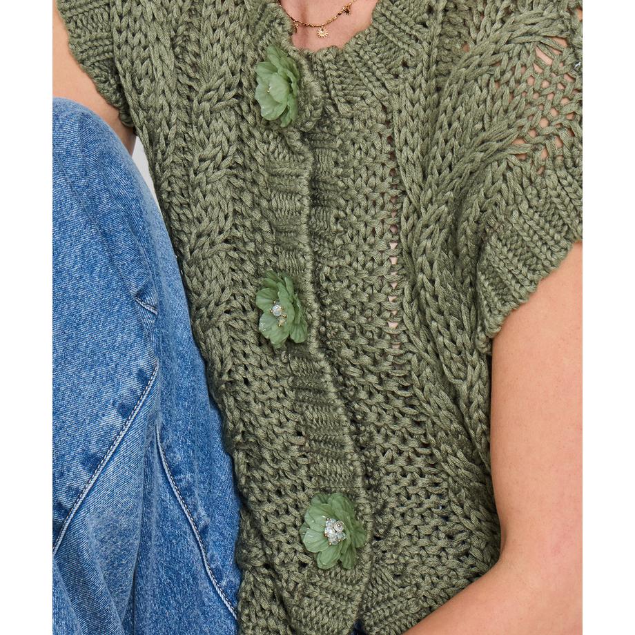Joe Browns Gilet sans manches en maille torsadée avec encolure en V  