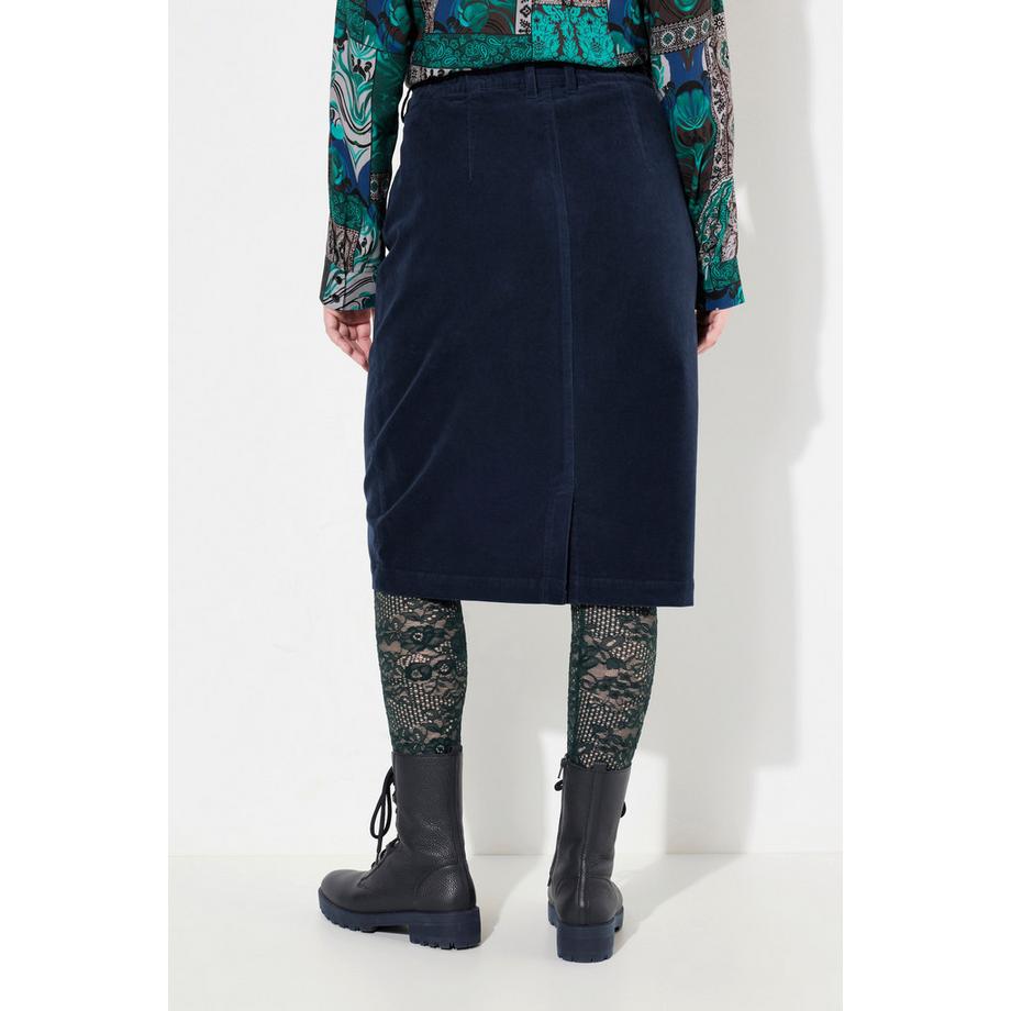 Ulla Popken Jupe Mony en Velours Côtelé Poches Zippées Ceinture Confortable  