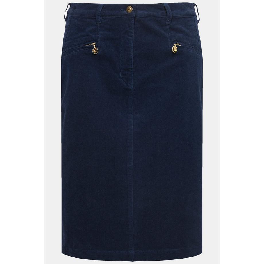 Ulla Popken Jupe Mony en Velours Côtelé Poches Zippées Ceinture Confortable  