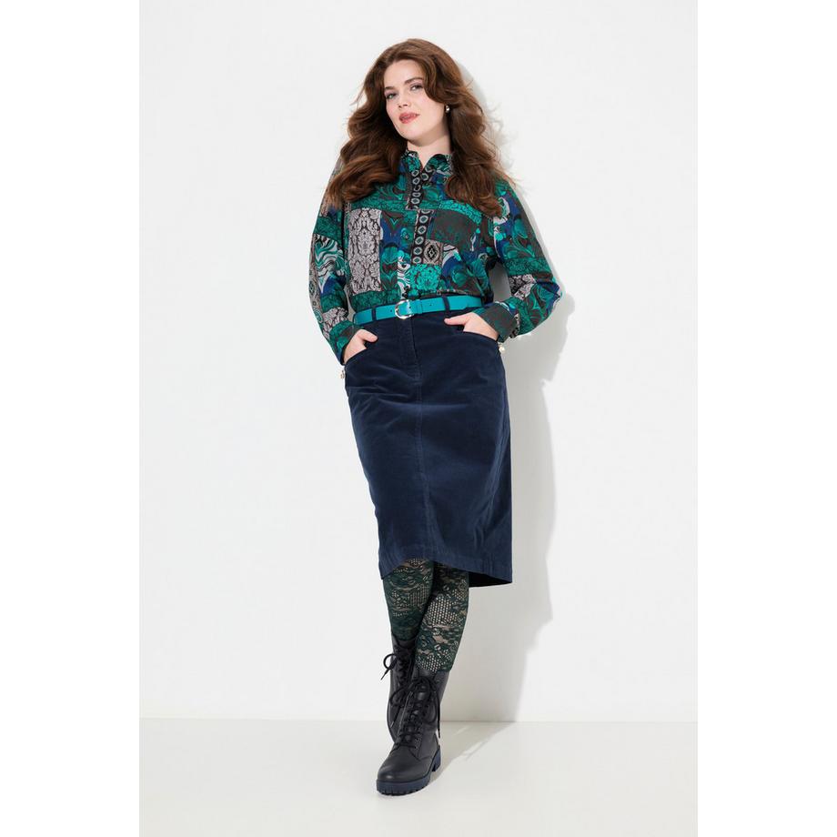 Ulla Popken Jupe Mony en Velours Côtelé Poches Zippées Ceinture Confortable  