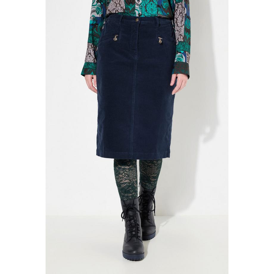 Ulla Popken Jupe Mony en Velours Côtelé Poches Zippées Ceinture Confortable  