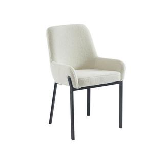 PASCAL MORABITO Lot de 6 chaises avec accoudoirs en tissu bouclette et métal - Blanc - CAROLONA de Pascal MORABITO  