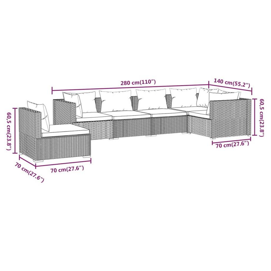 VidaXL Garten-lounge-set poly-rattan  