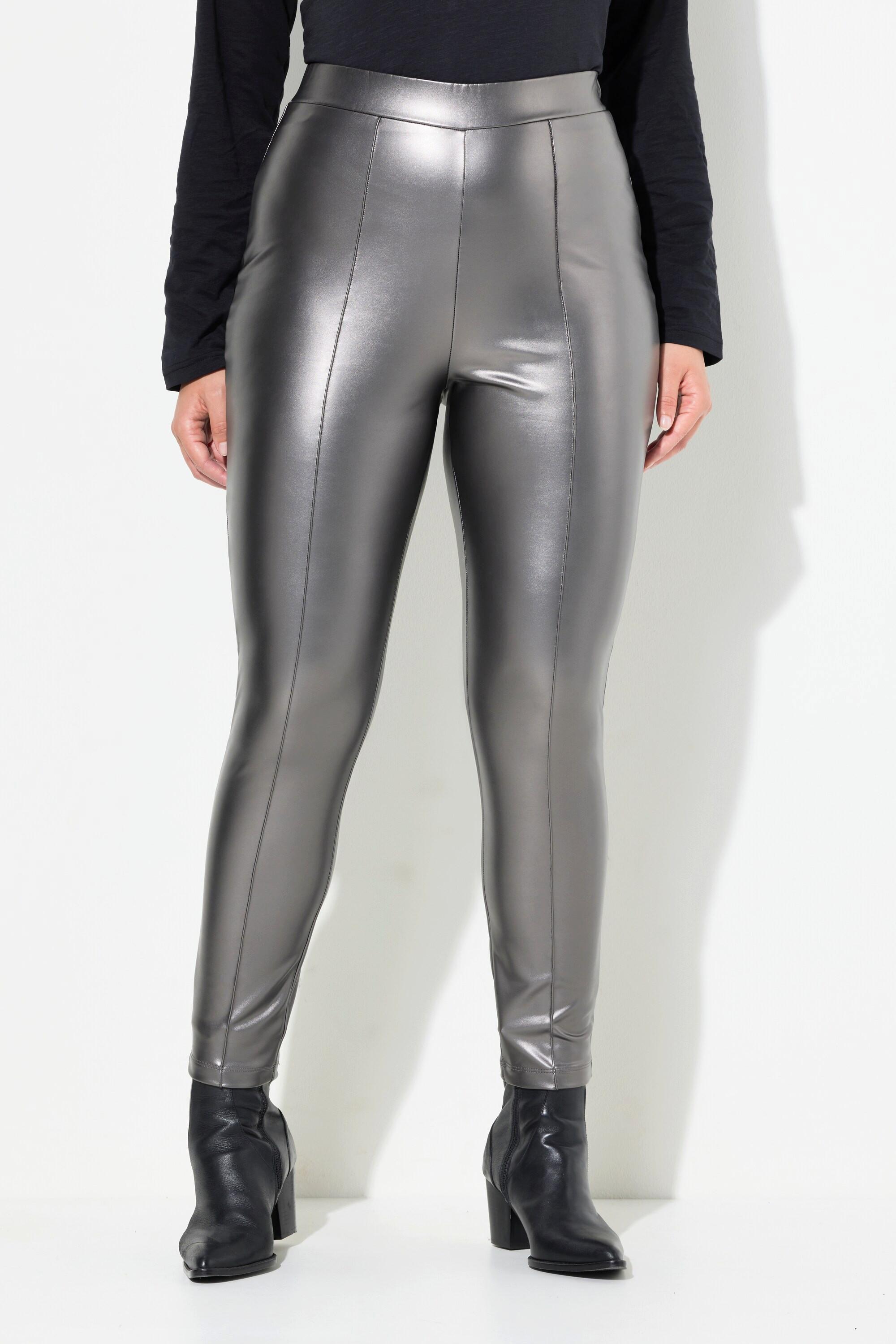 Ulla Popken  Leggings, Lederoptik, schmales Bein, Elastikbund 