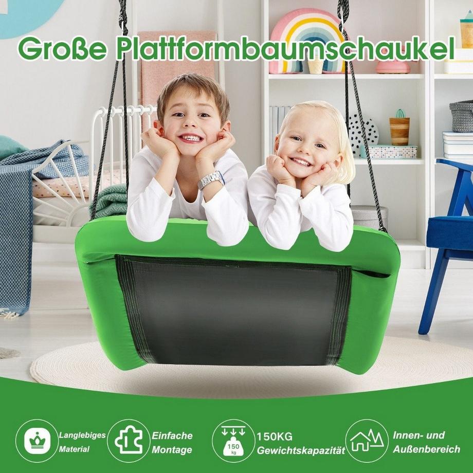 Northix Baumschaukel Outdoor-Schaukel aus Oxford-Stoff Gartenschaukel 83 x 155 cm Grün  