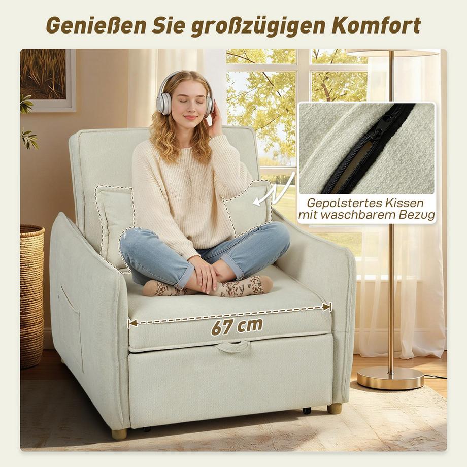 HOMCOM Fauteuil-lit  
