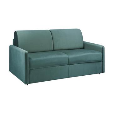 Canapé 3 places conible express en velours CALIFE menthe Couchage 1Matelas