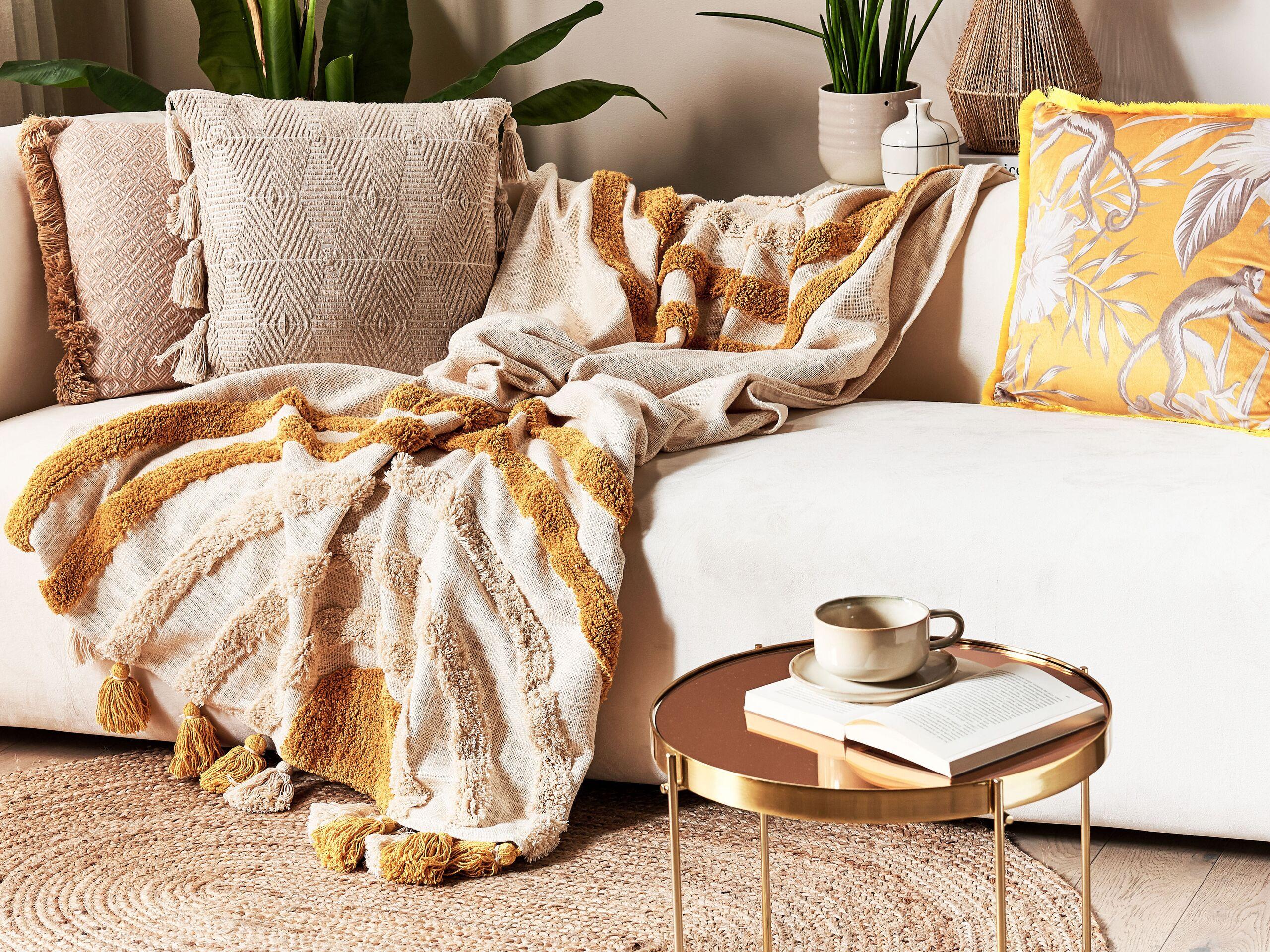 Beliani MATHURA Couverture Coton Boho  