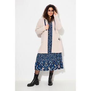 Ulla Popken Giacca Lunga Teddy Cuore Oversize Cappuccio  